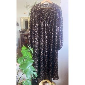 Black and brown floral peasant dress